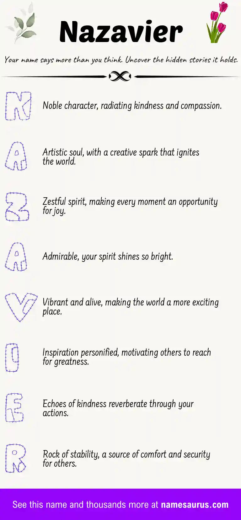 Acrostic poem about Nazavier.