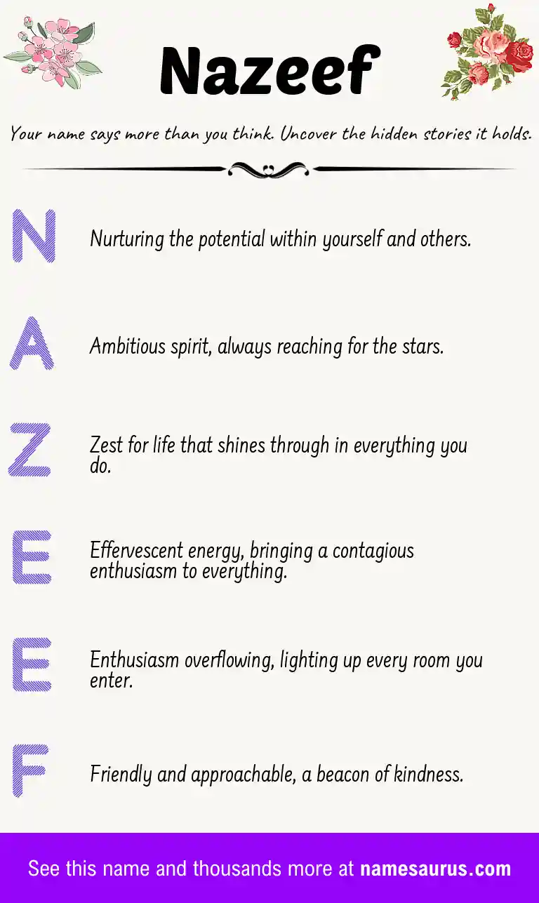 Acrostic poem about Nazeef.
