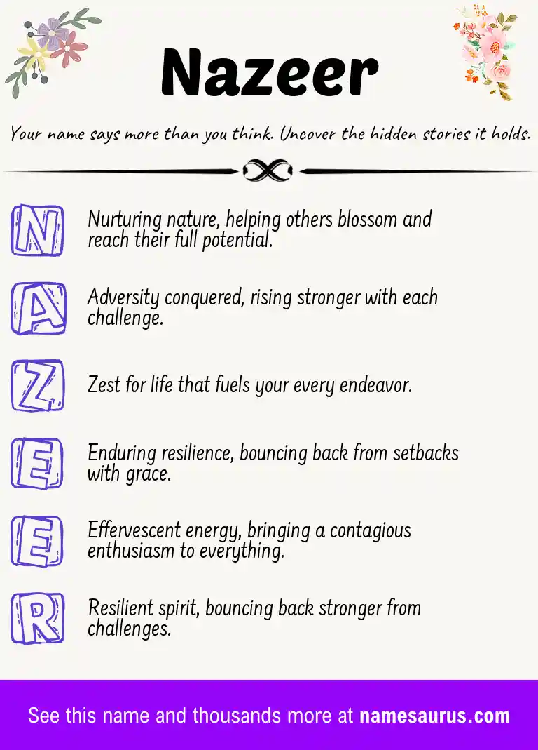 Acrostic poem about Nazeer.