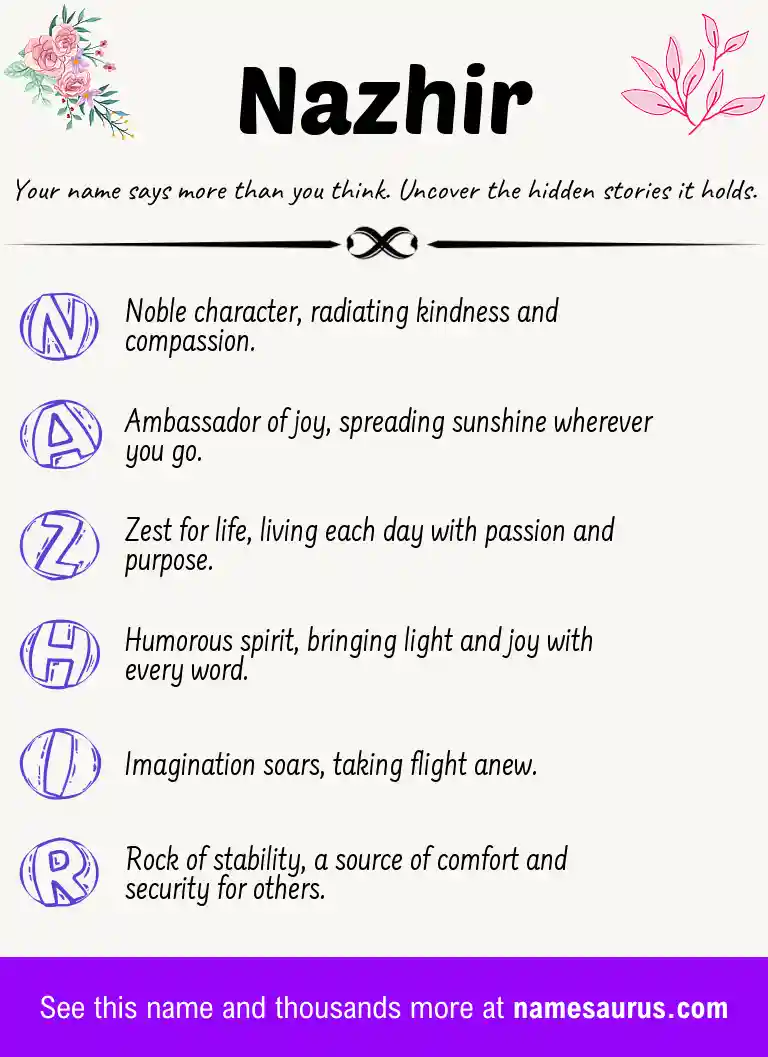 Acrostic poem about Nazhir.