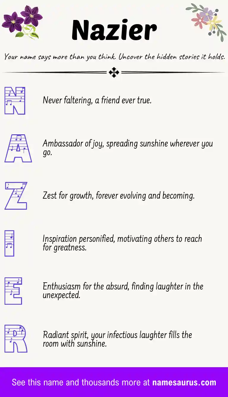 Acrostic poem about Nazier.