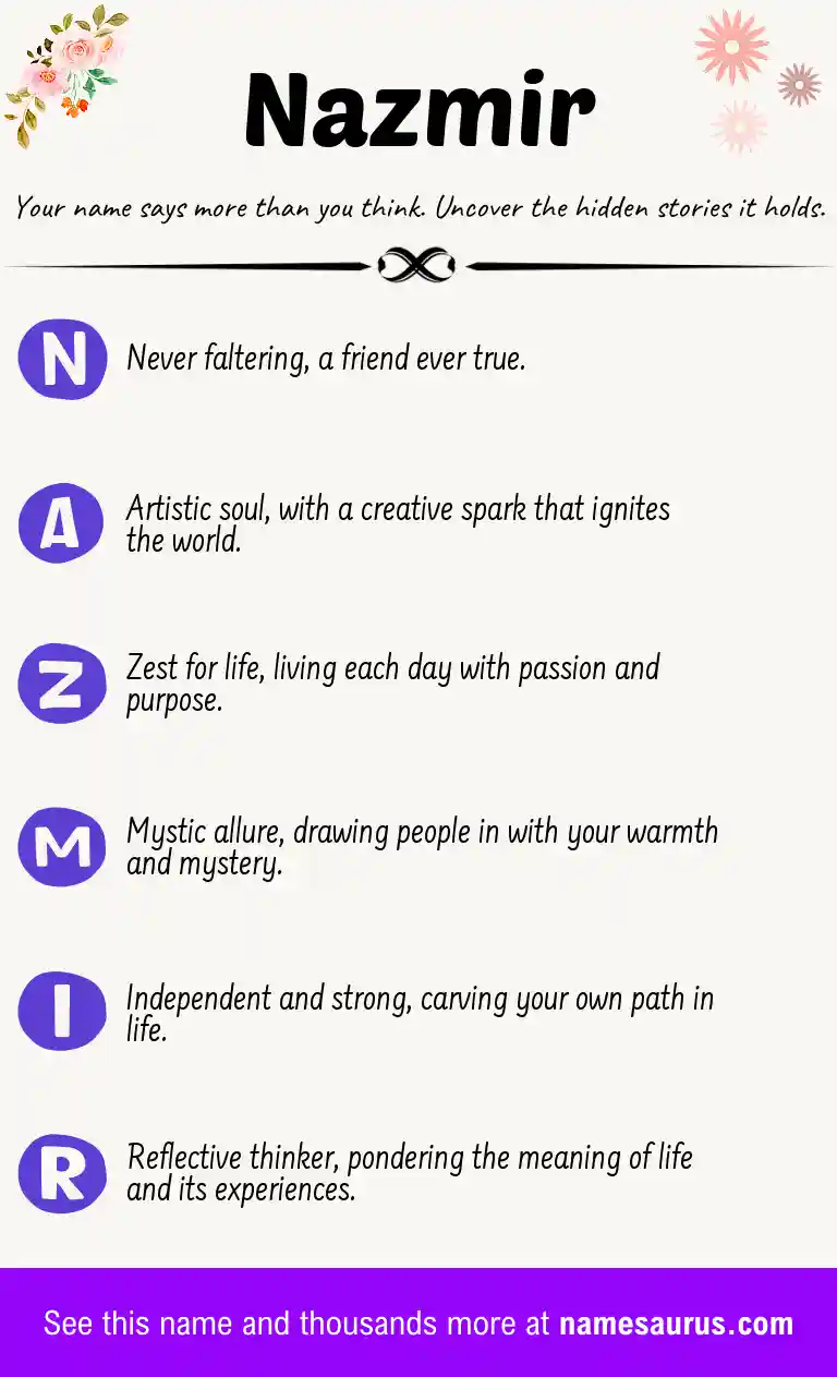 Acrostic poem about Nazmir.