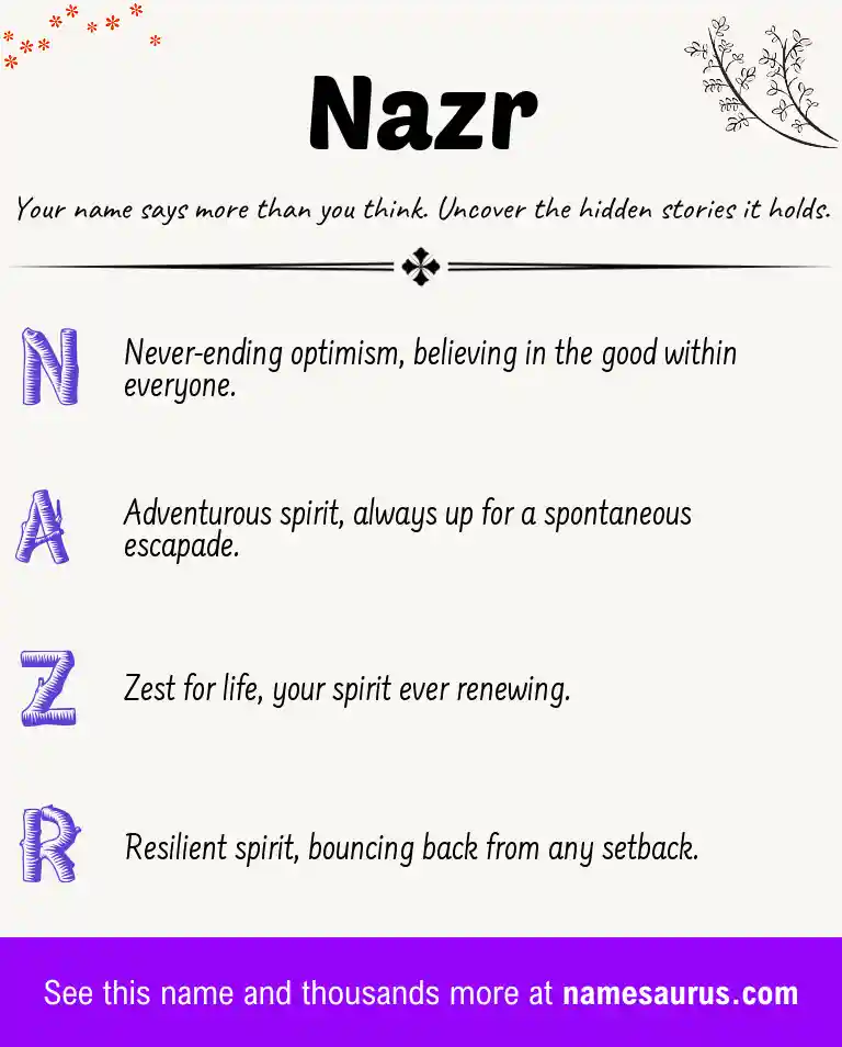 Acrostic poem about Nazr.