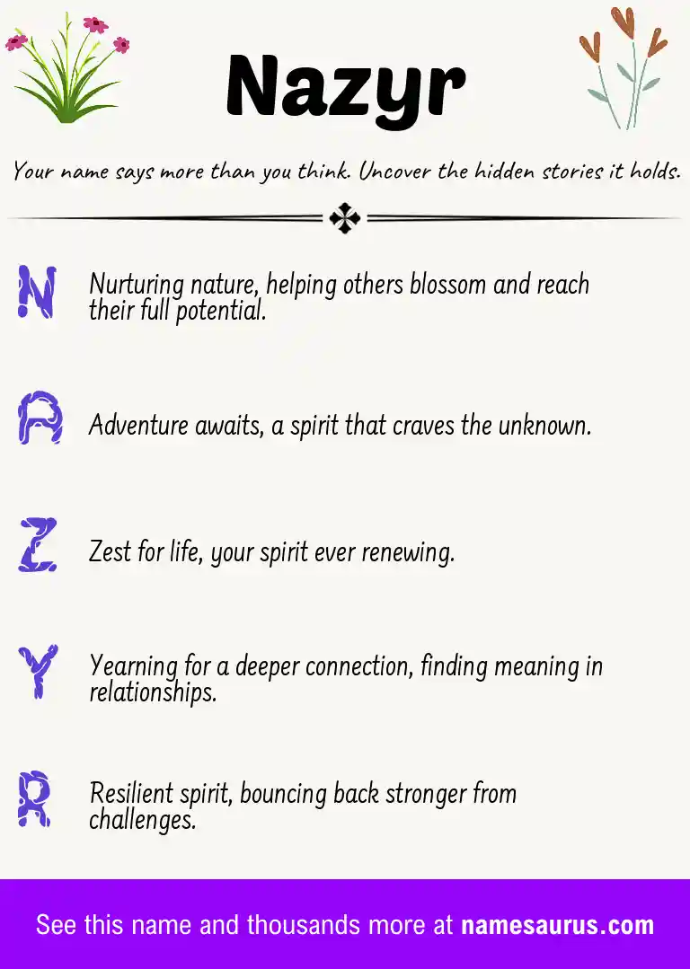 Acrostic poem about Nazyr.