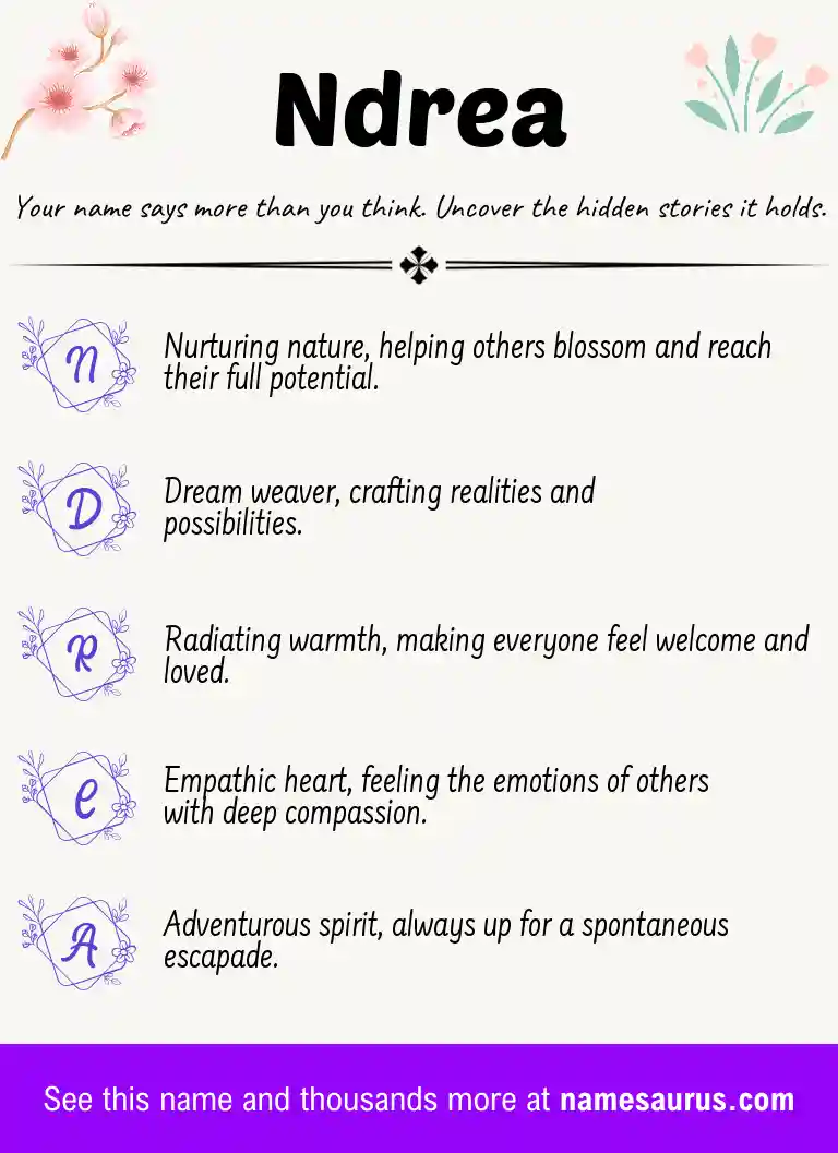 Acrostic poem about Ndrea.