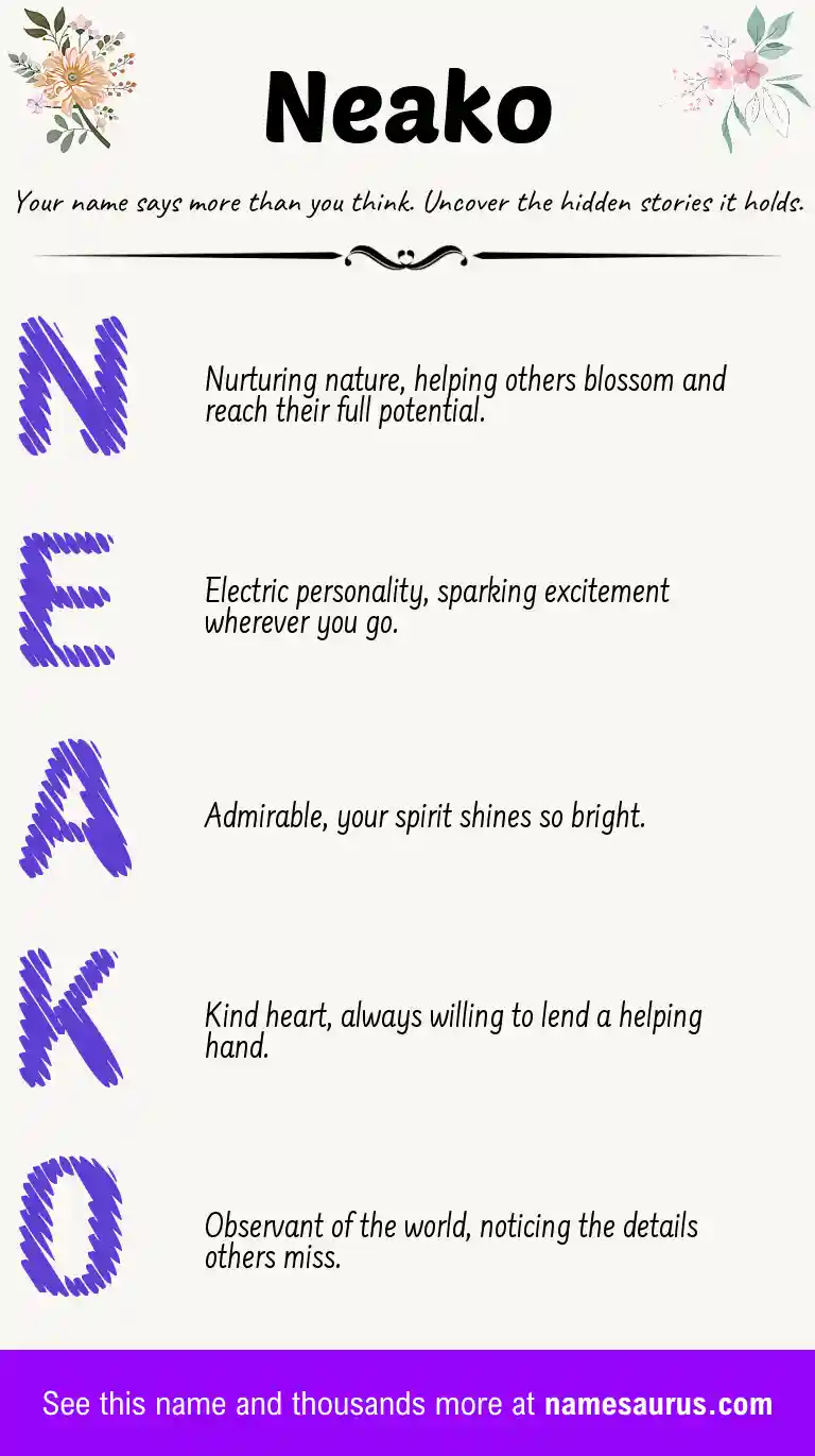 Acrostic poem about Neako.