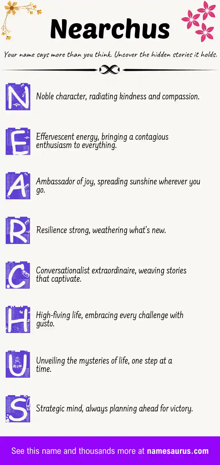 Acrostic poem about Nearchus.