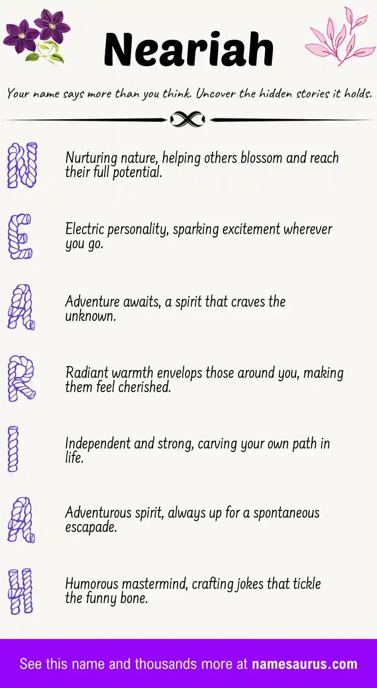 Acrostic poem about Neariah.