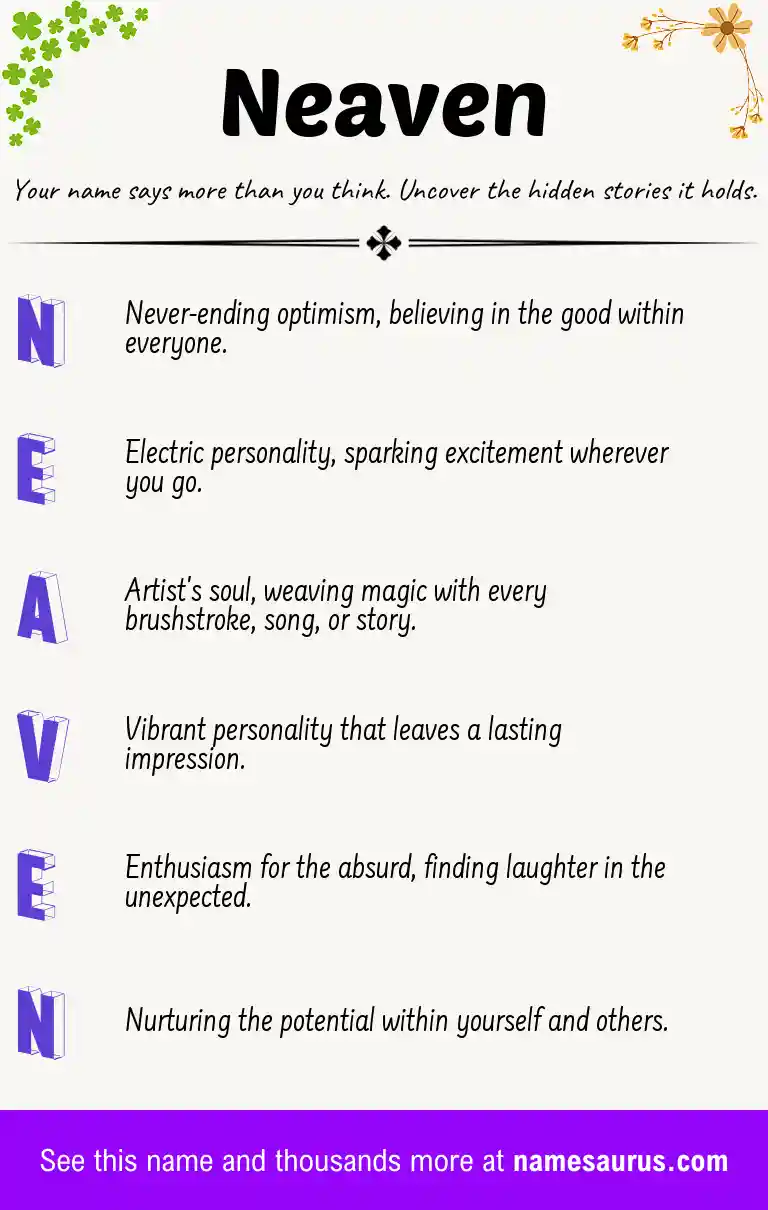 Acrostic poem about Neaven.