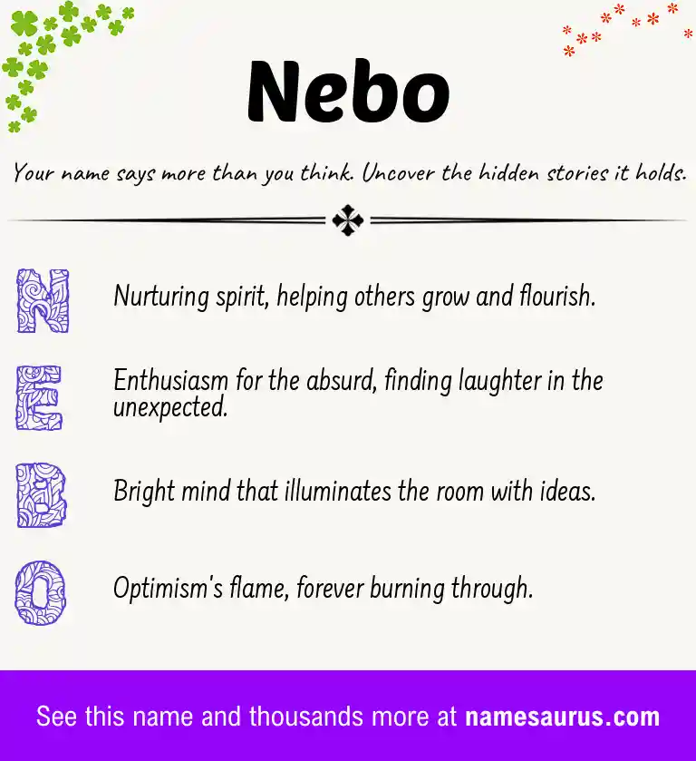 Acrostic poem about Nebo.