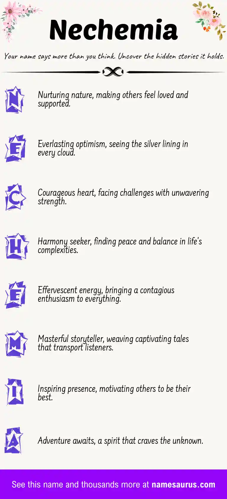 Acrostic poem about Nechemia.