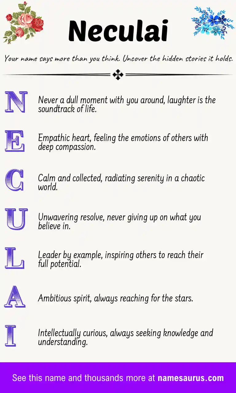 Acrostic poem about Neculai.