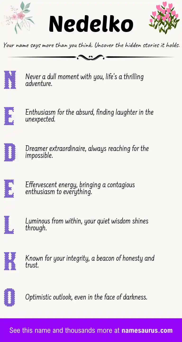 Acrostic poem about Nedelko.