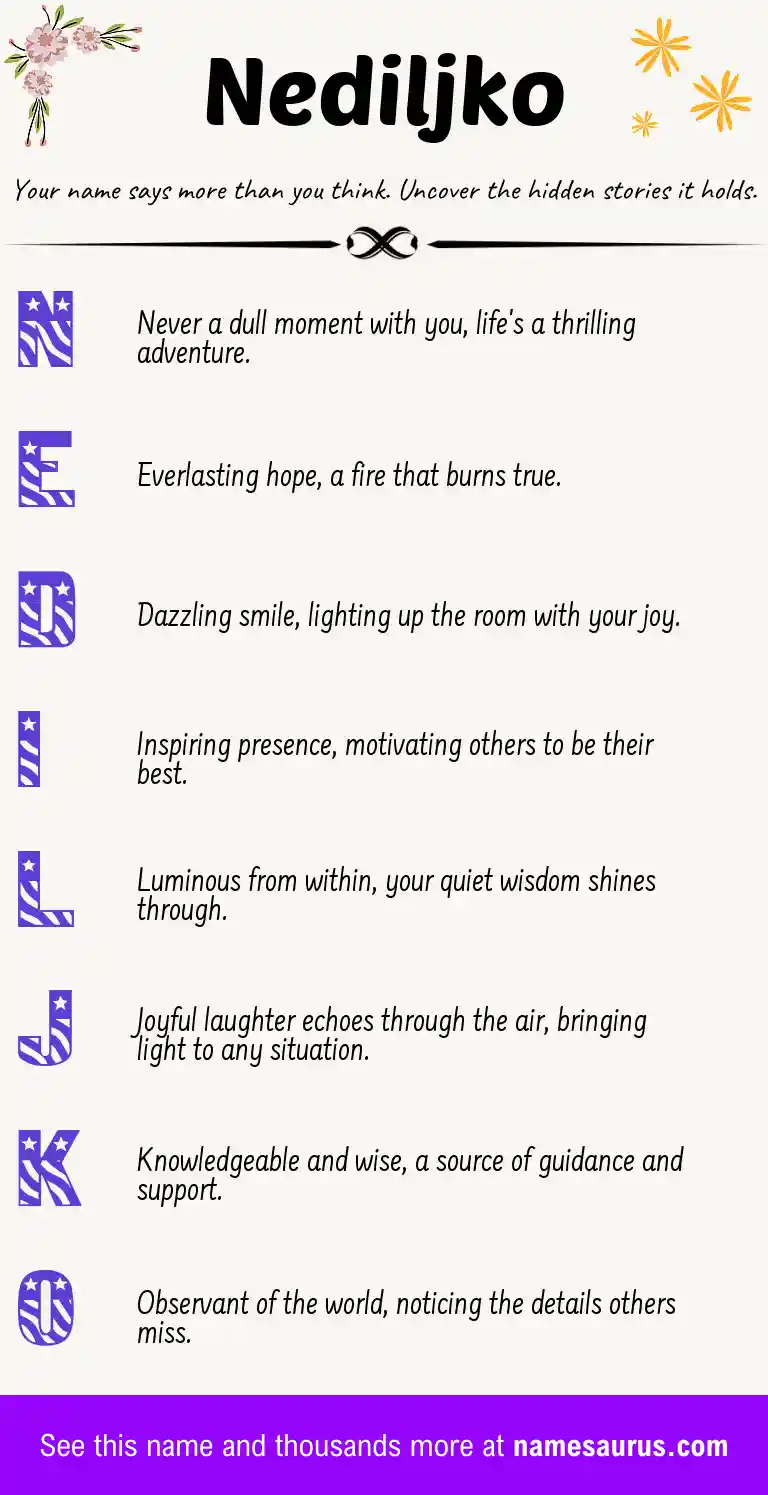 Acrostic poem about Nediljko.