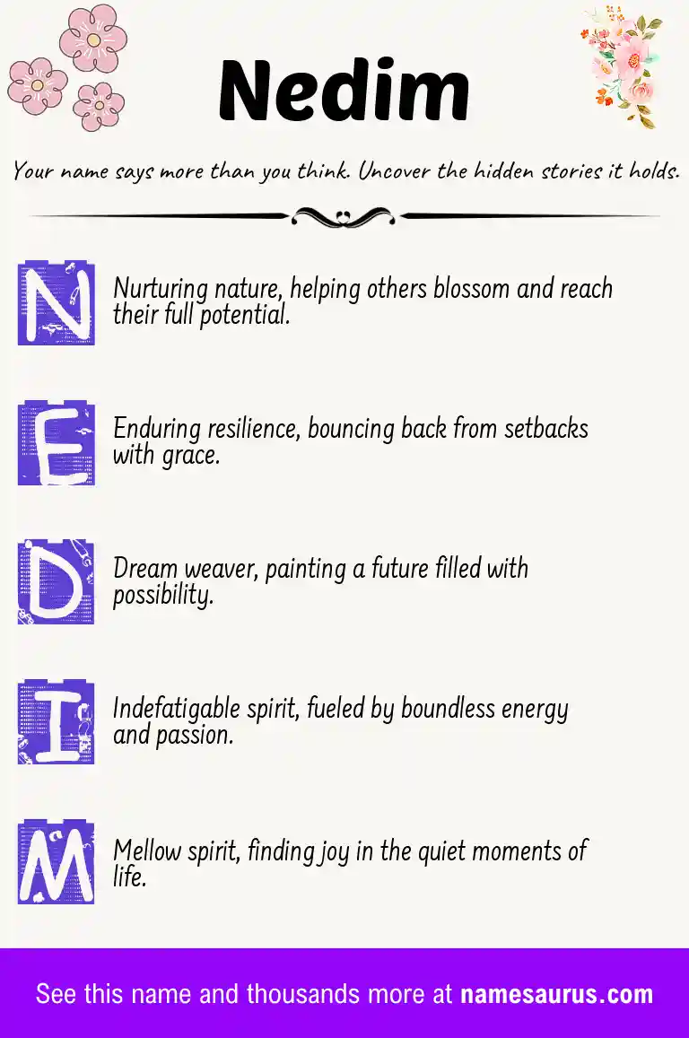Acrostic poem about Nedim.