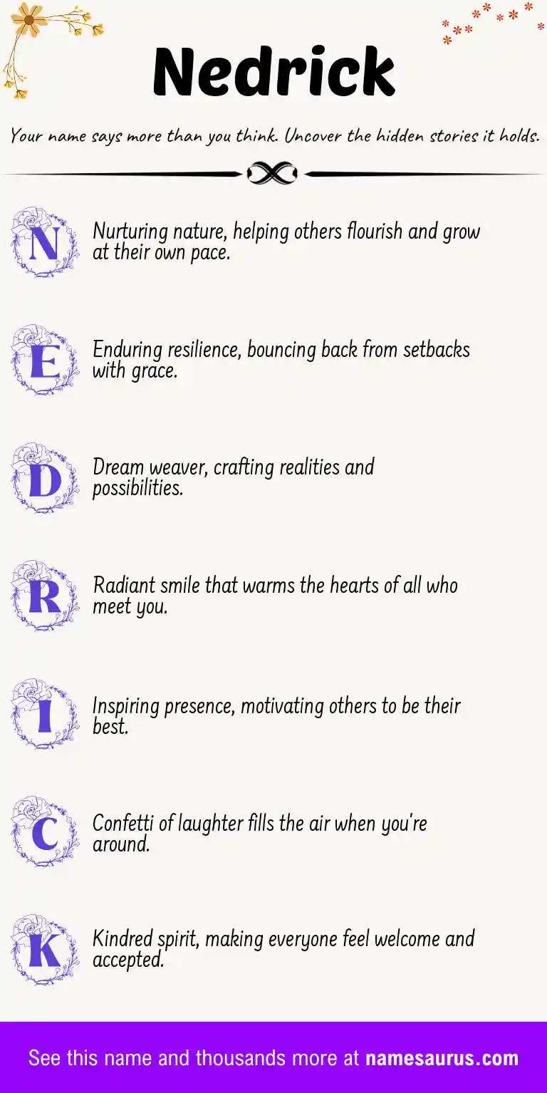 Acrostic poem about Nedrick.
