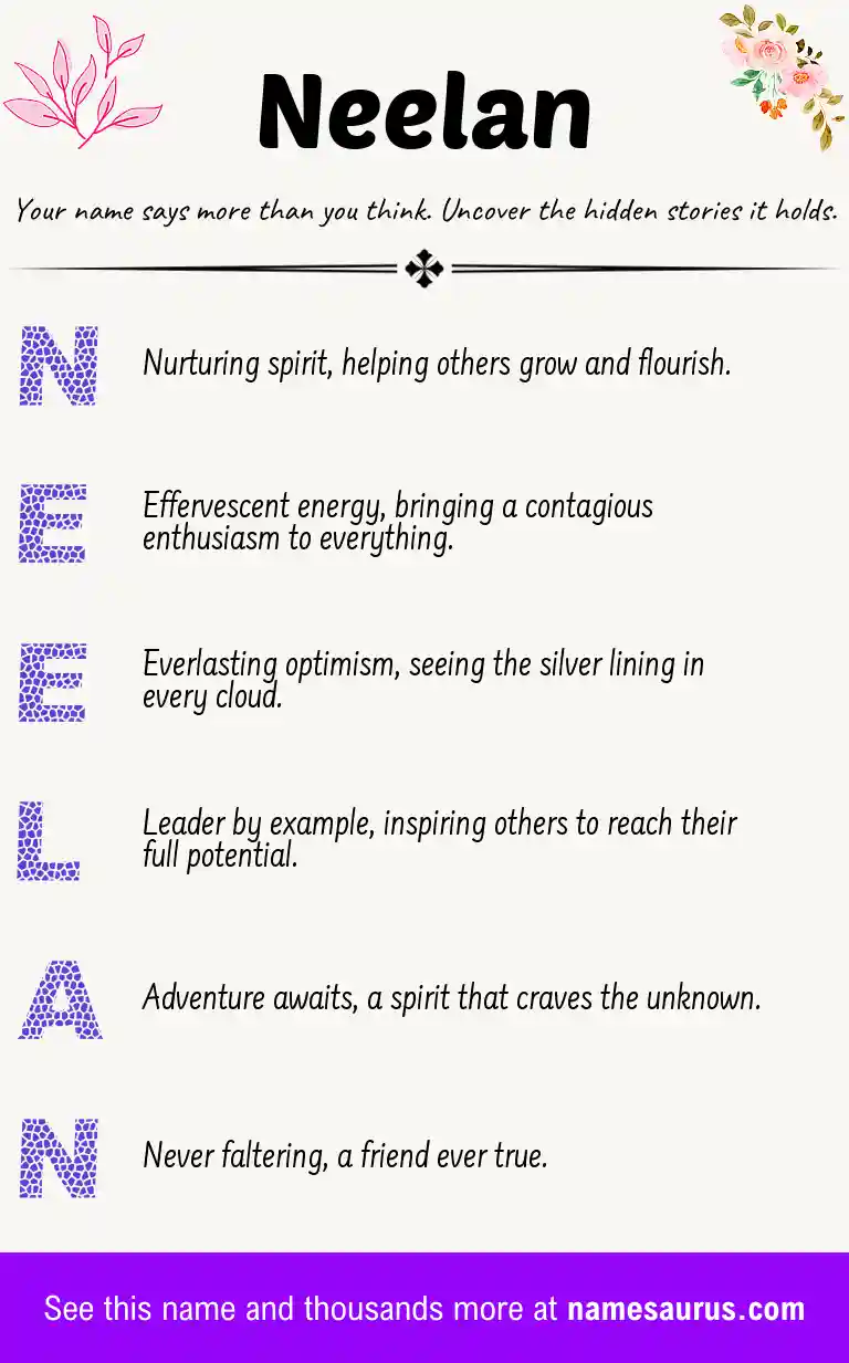 Acrostic poem about Neelan.