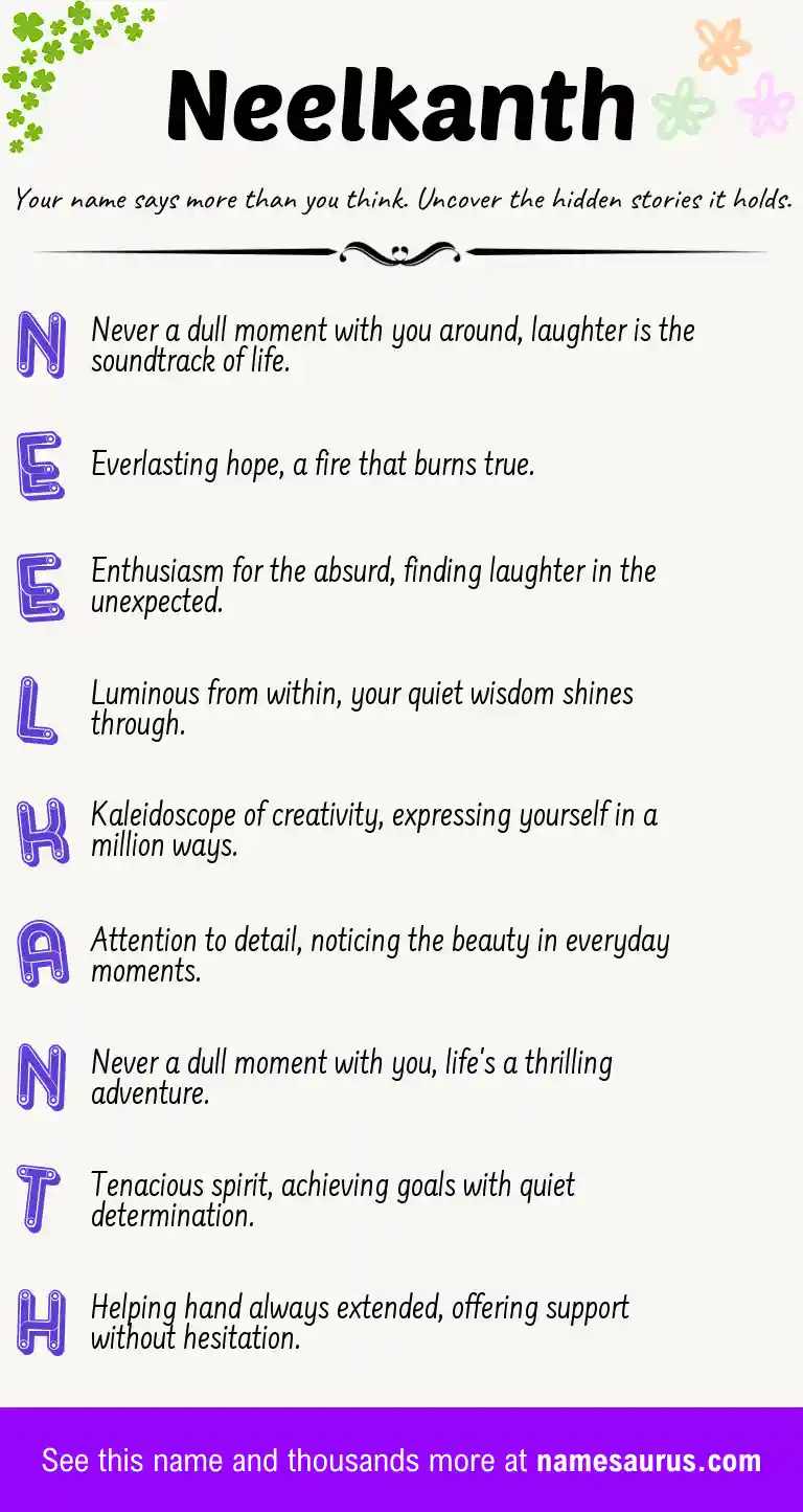 Acrostic poem about Neelkanth.