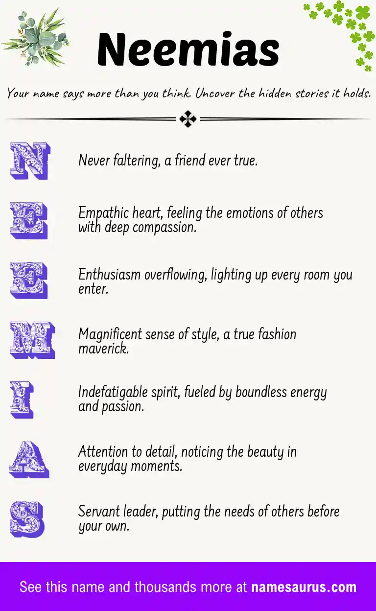 Acrostic poem about Neemias.