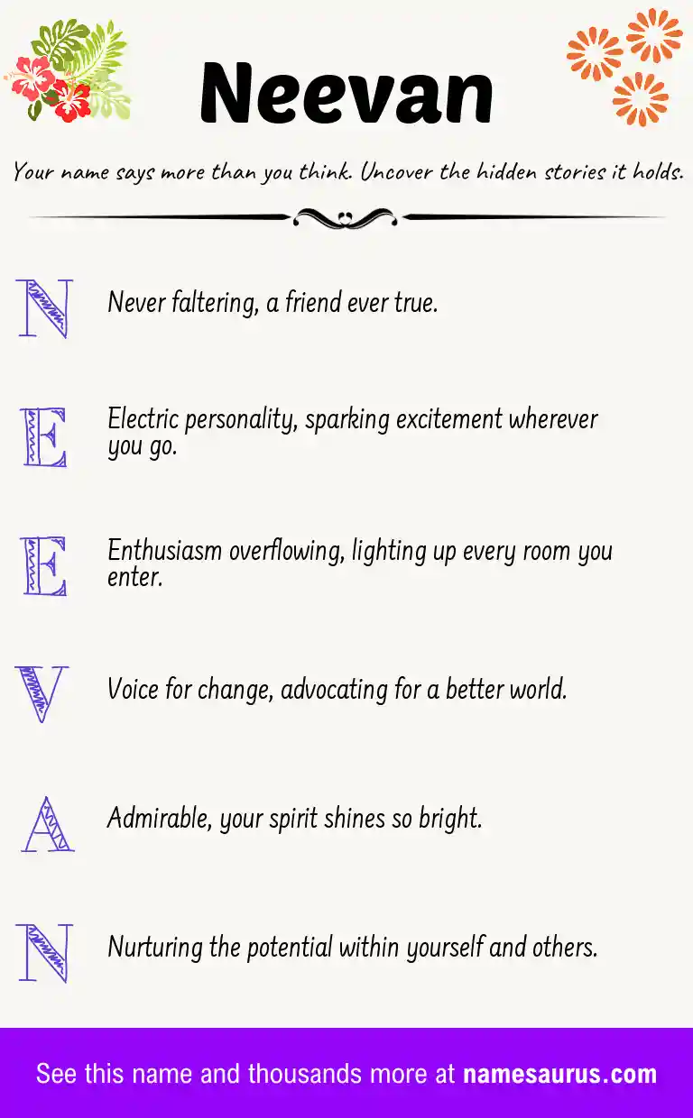 Acrostic poem about Neevan.