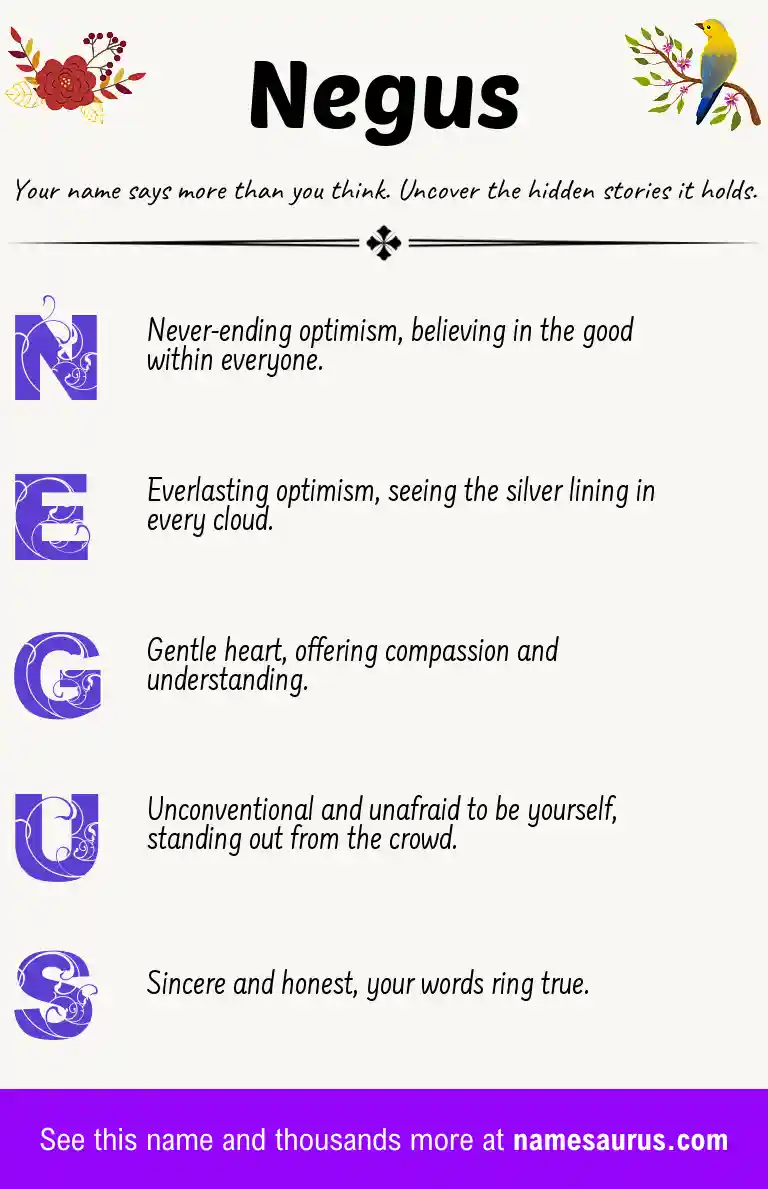 Acrostic poem about Negus.
