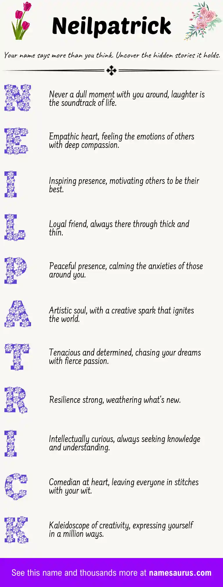Acrostic poem about Neilpatrick.