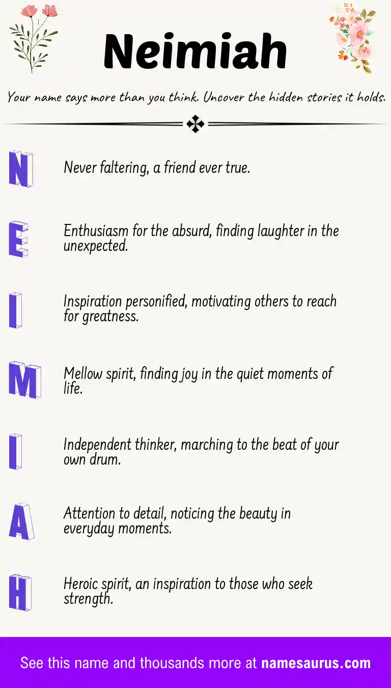 Acrostic poem about Neimiah.