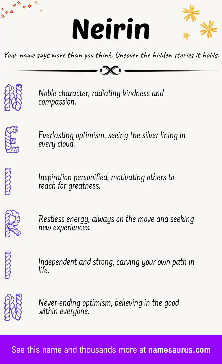 Acrostic poem about Neirin.