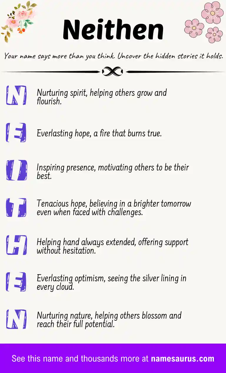Acrostic poem about Neithen.