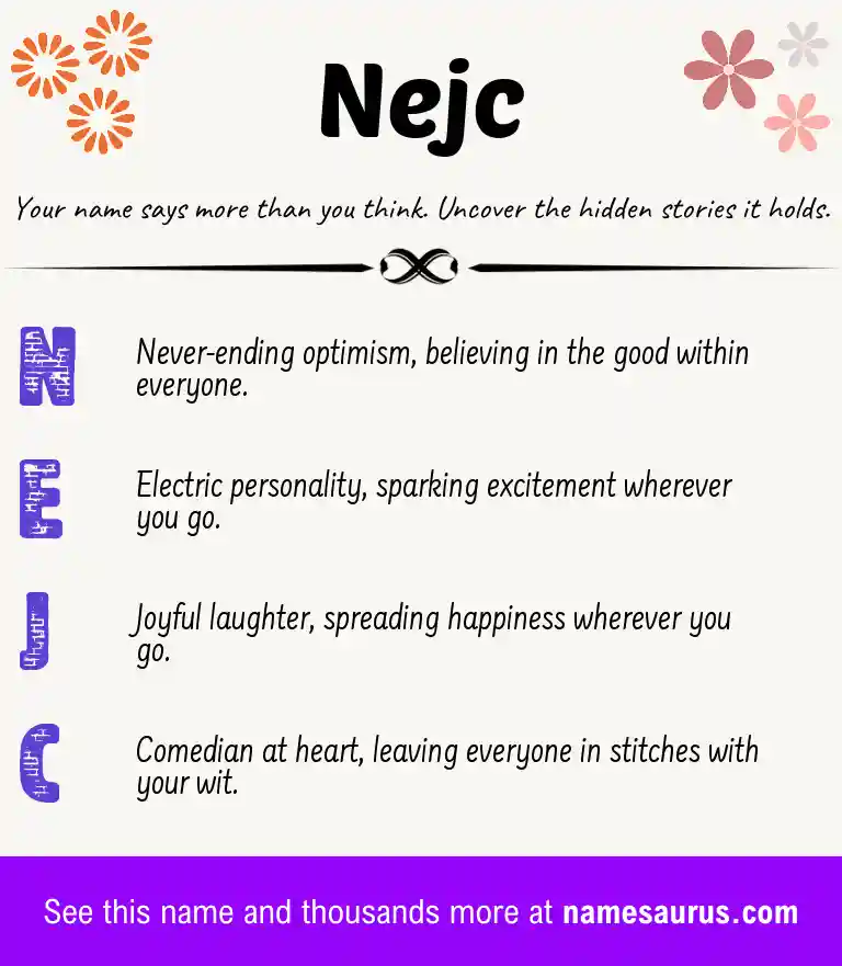 Acrostic poem about Nejc.