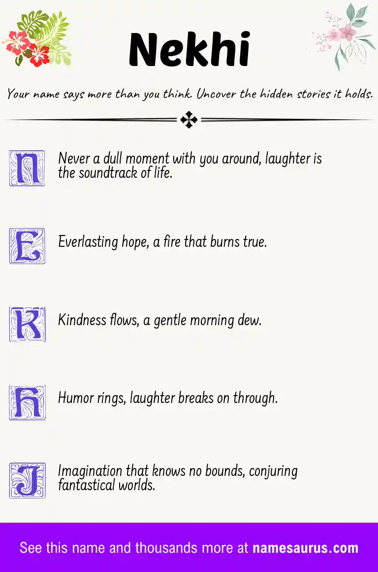 Acrostic poem about Nekhi.
