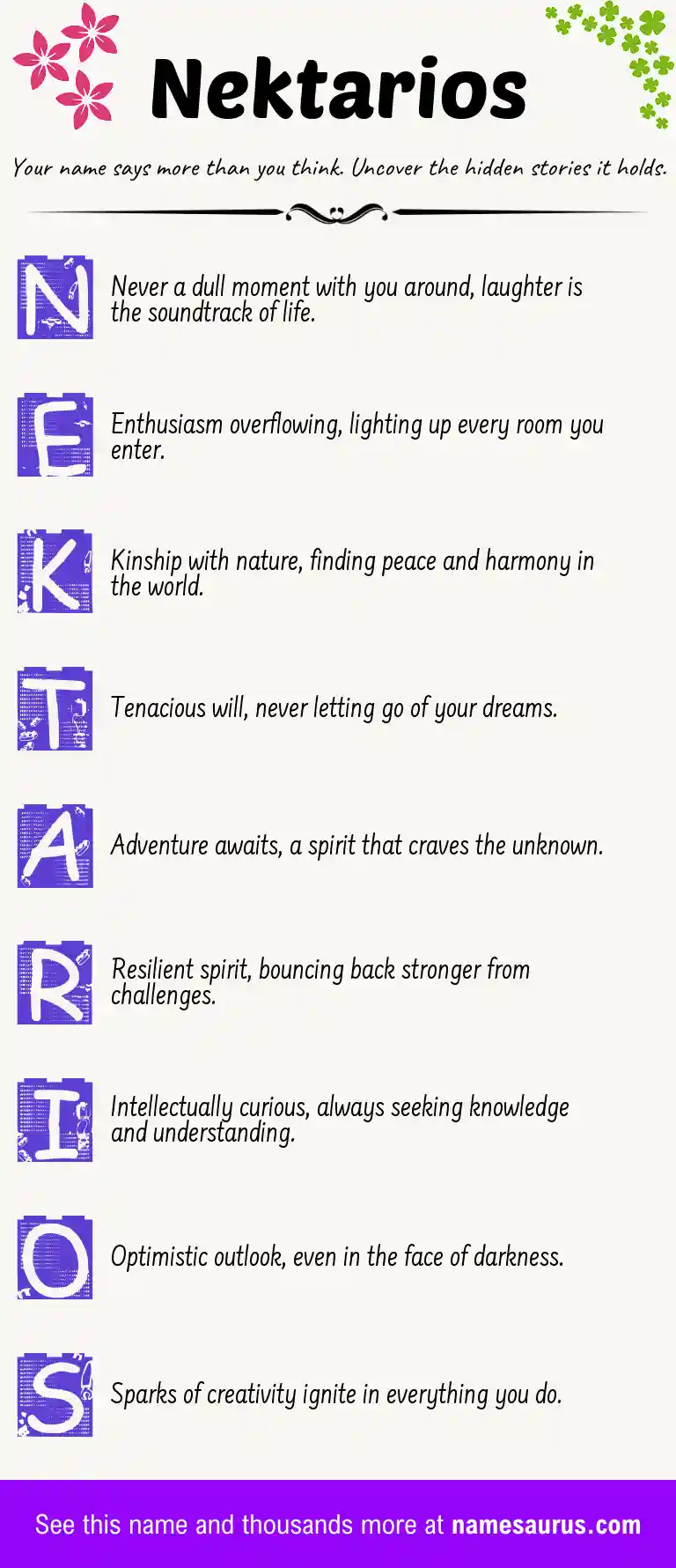 Acrostic poem about Nektarios.