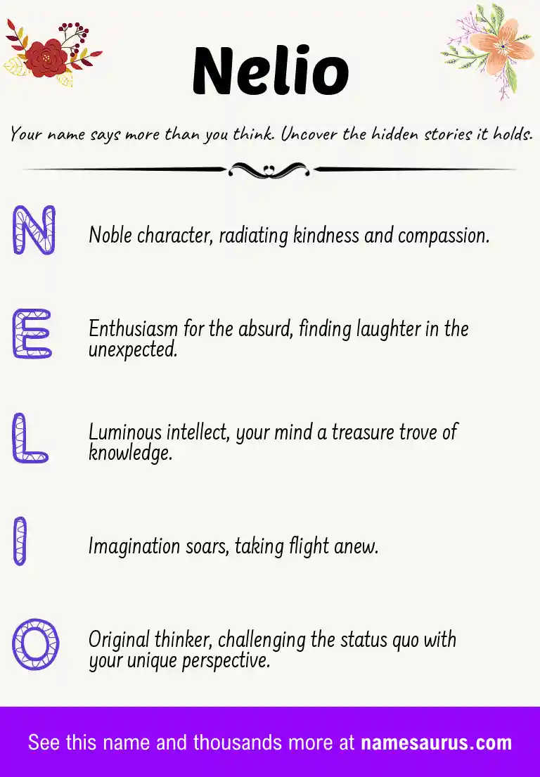 Acrostic poem about Nelio.