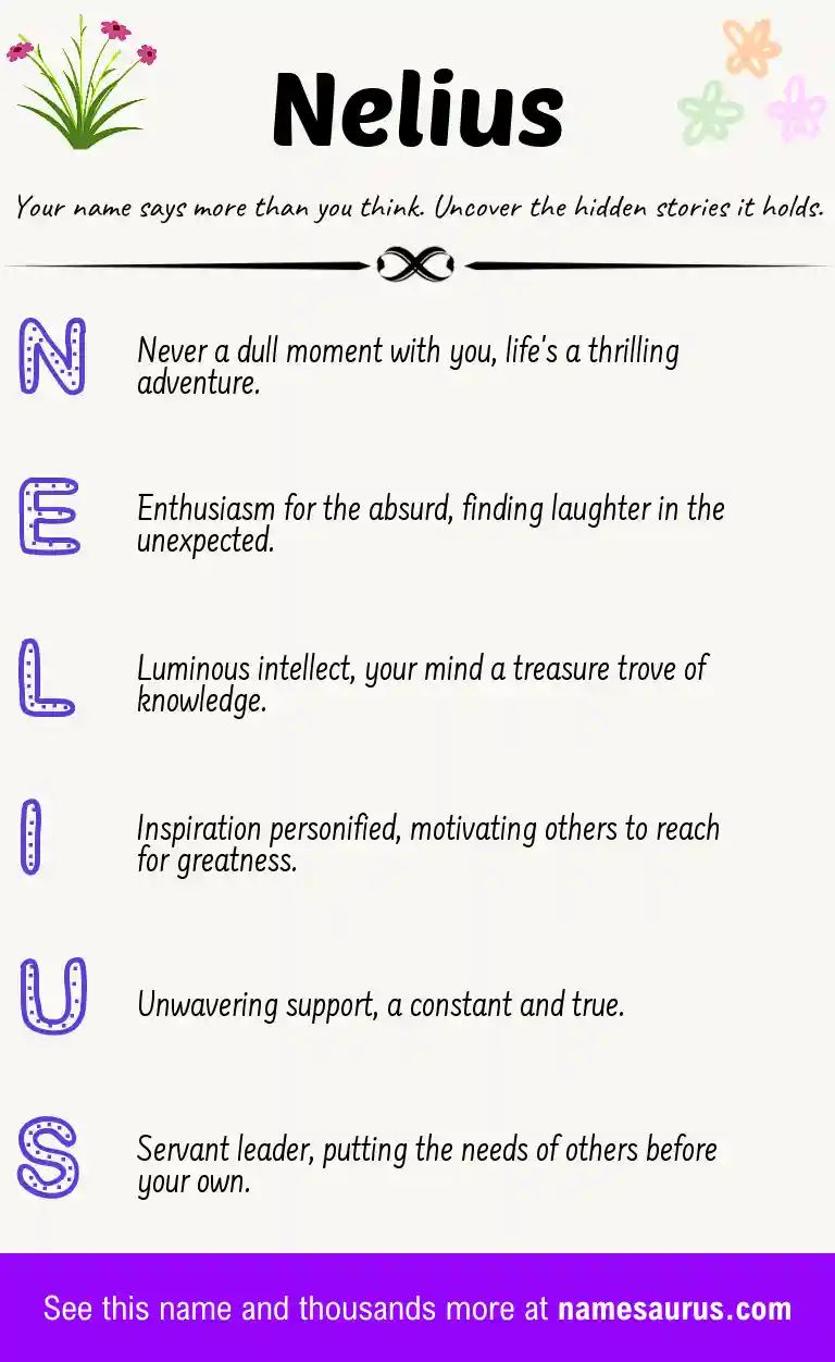 Acrostic poem about Nelius.