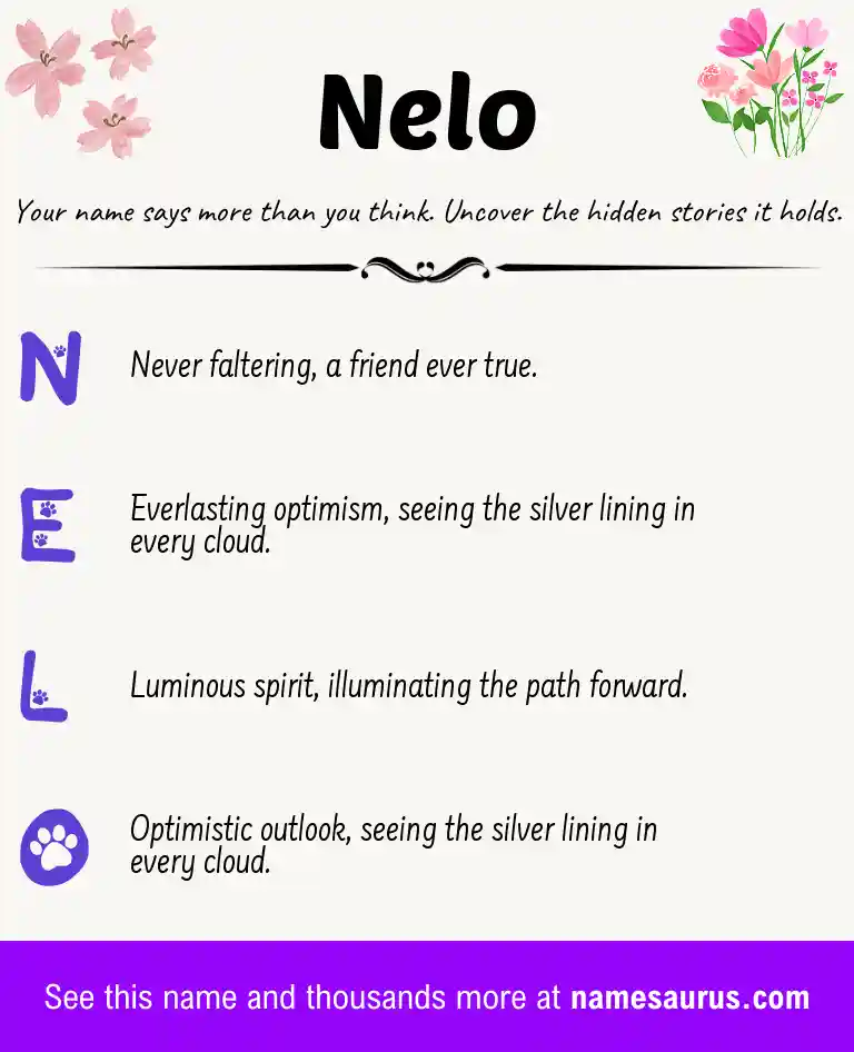 Acrostic poem about Nelo.