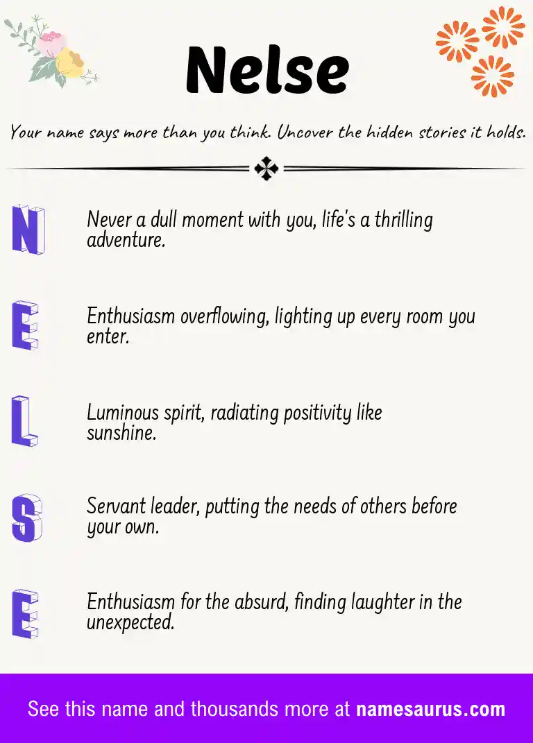 Acrostic poem about Nelse.