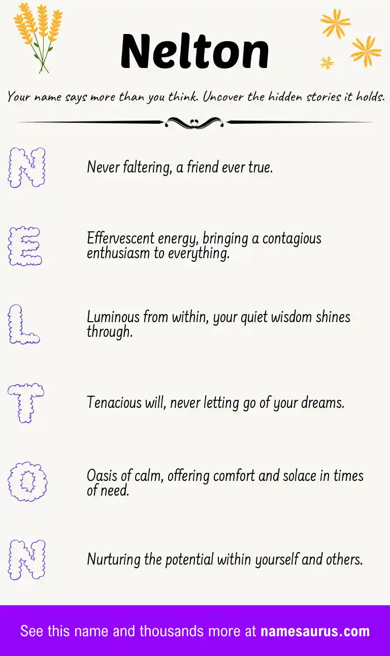 Acrostic poem about Nelton.