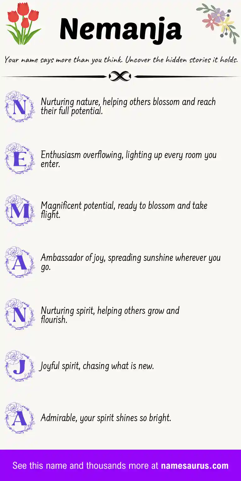 Acrostic poem about Nemanja.