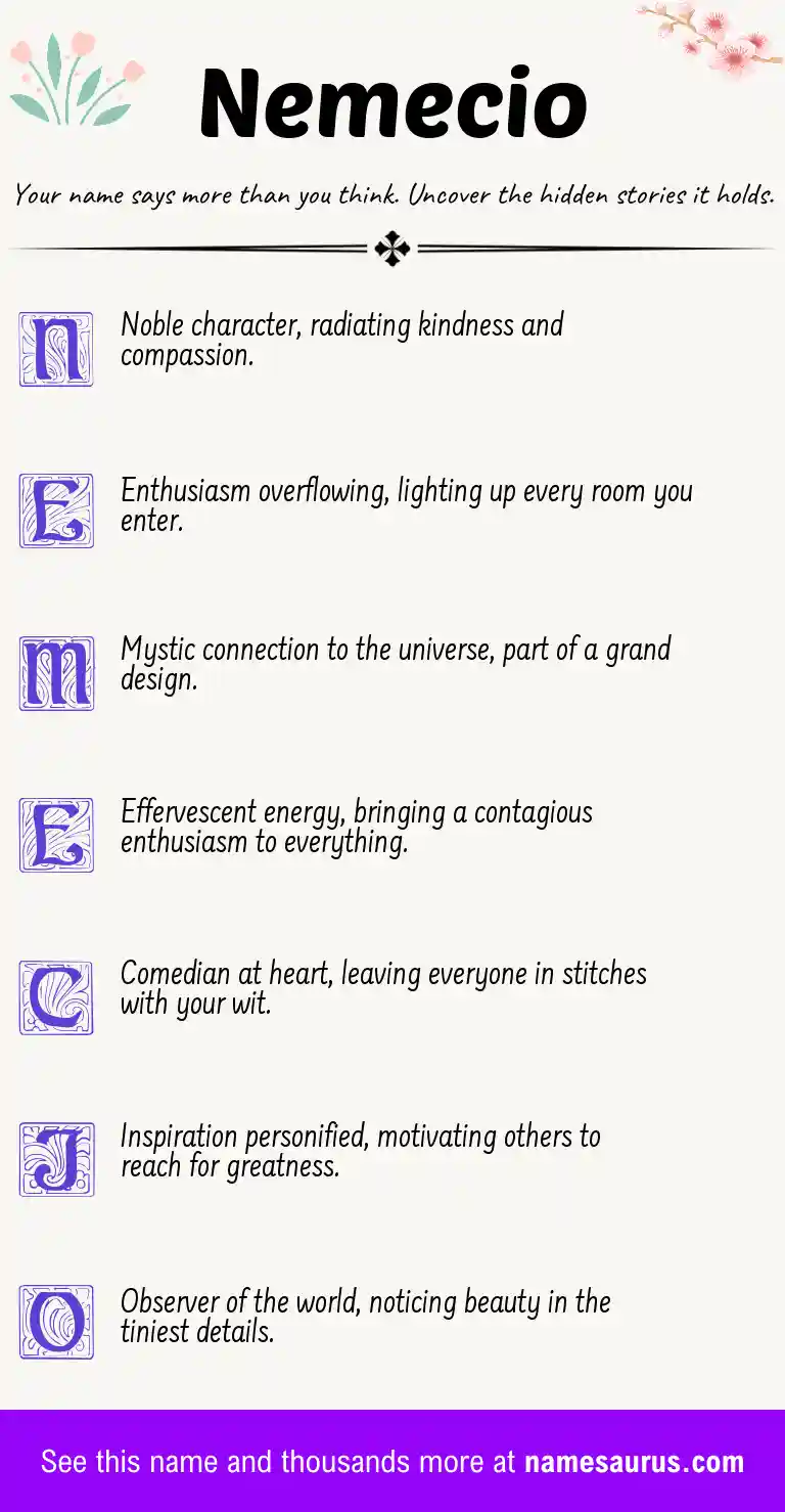 Acrostic poem about Nemecio.