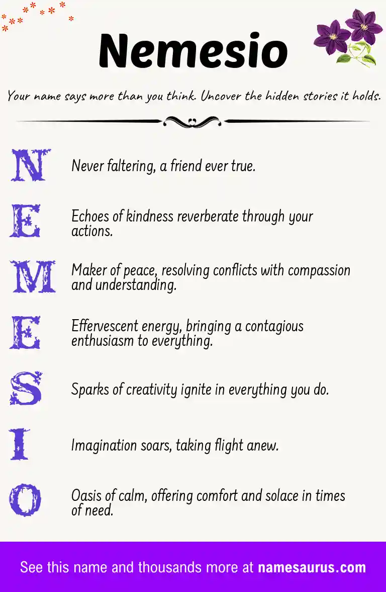 Acrostic poem about Nemesio.