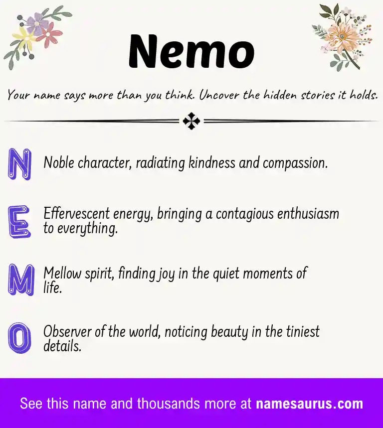Acrostic poem about Nemo.