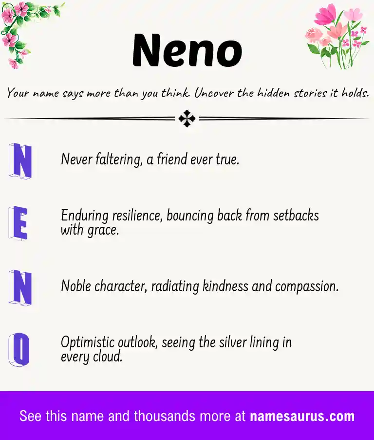 Acrostic poem about Neno.