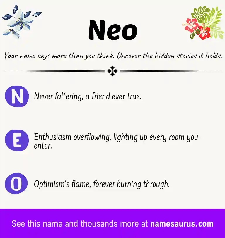 Acrostic poem about Neo.