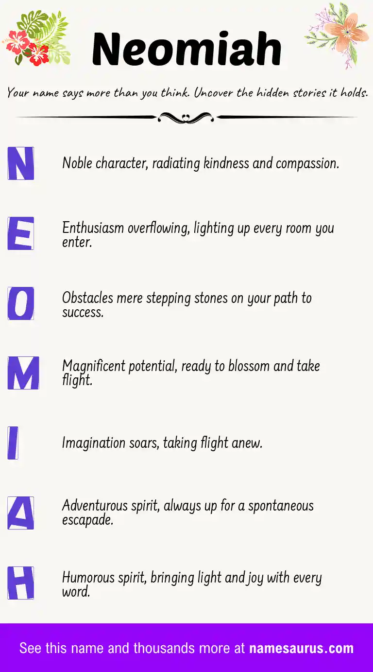 Acrostic poem about Neomiah.