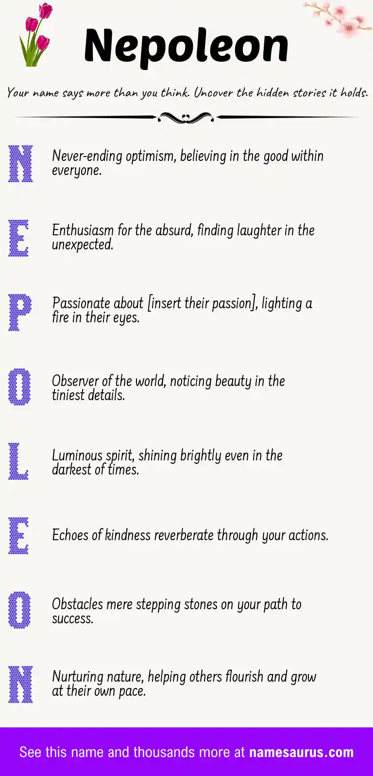 Acrostic poem about Nepoleon.