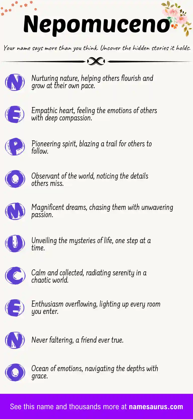Acrostic poem about Nepomuceno.
