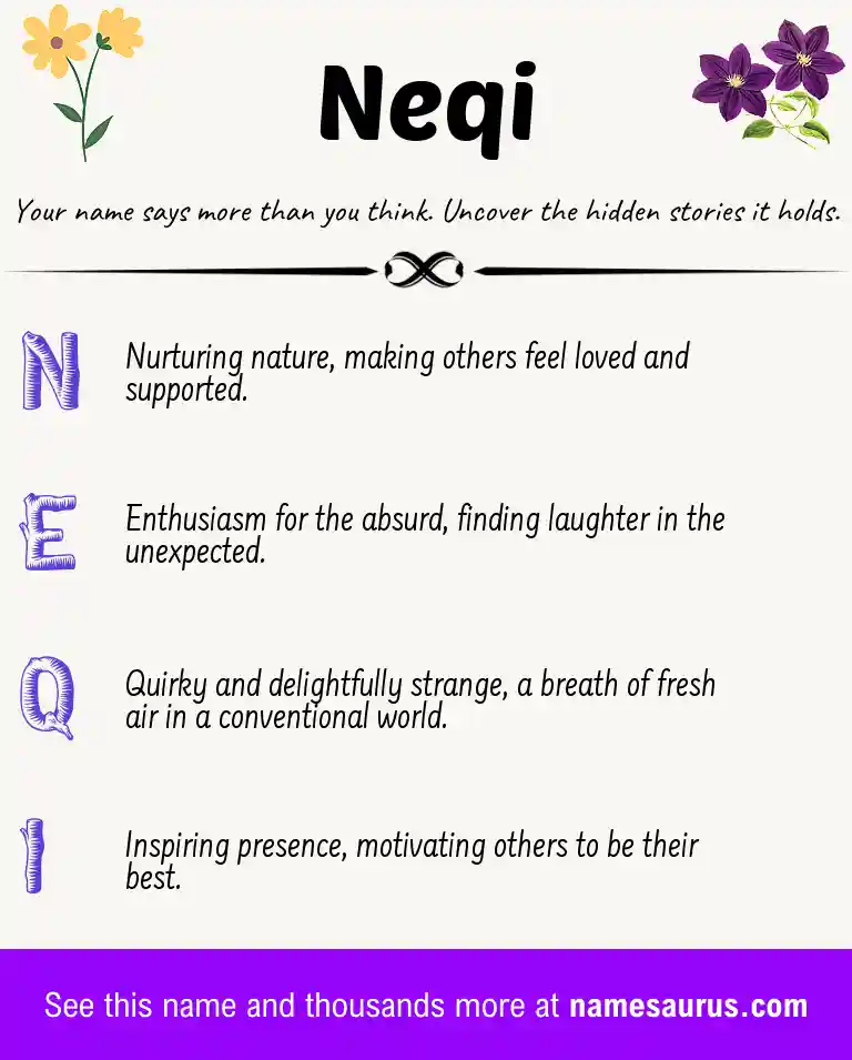 Acrostic poem about Neqi.