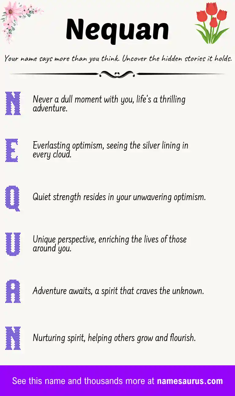 Acrostic poem about Nequan.