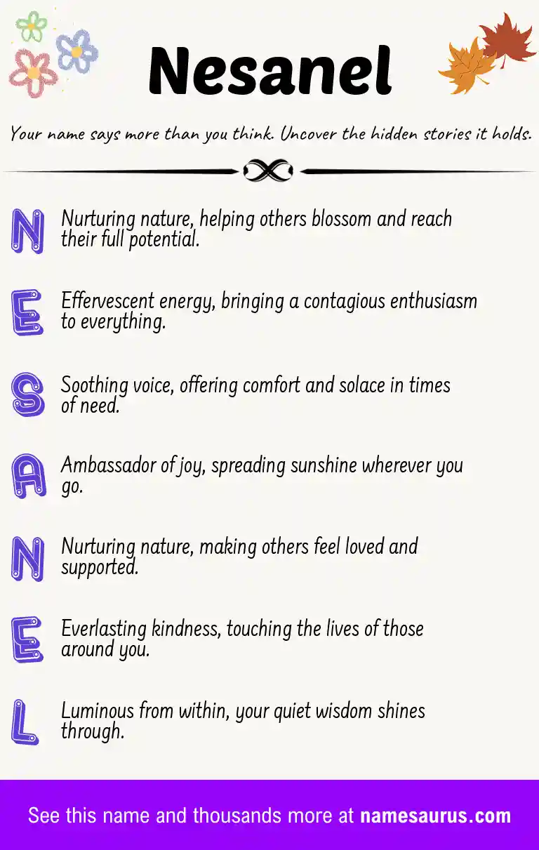 Acrostic poem about Nesanel.