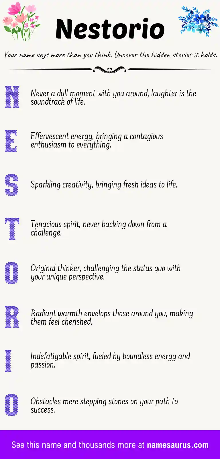Acrostic poem about Nestorio.